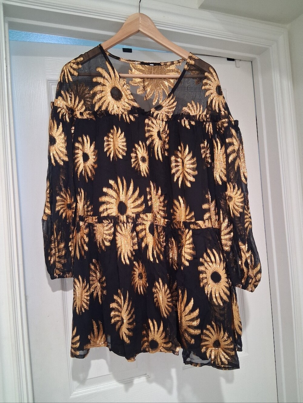 Designer Sheer Dress Gold Foil